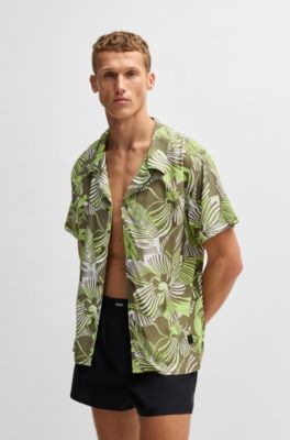 Regular-fit shirt with all-over print, Green