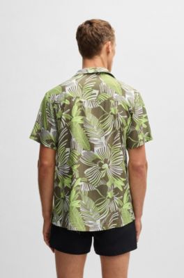 Camisa regular fit con estampado integral, Verde