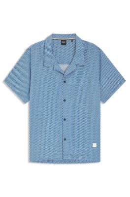 Camisa regular fit con estampado integral, Azul