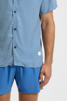 Chemise Regular &agrave; imprim&eacute; int&eacute;gral, Bleu
