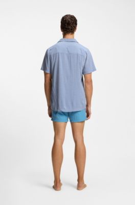 Camisa regular fit con estampado integral, Celeste