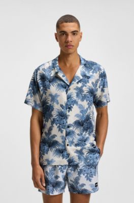 Regular-fit shirt with all-over print, Light Blue