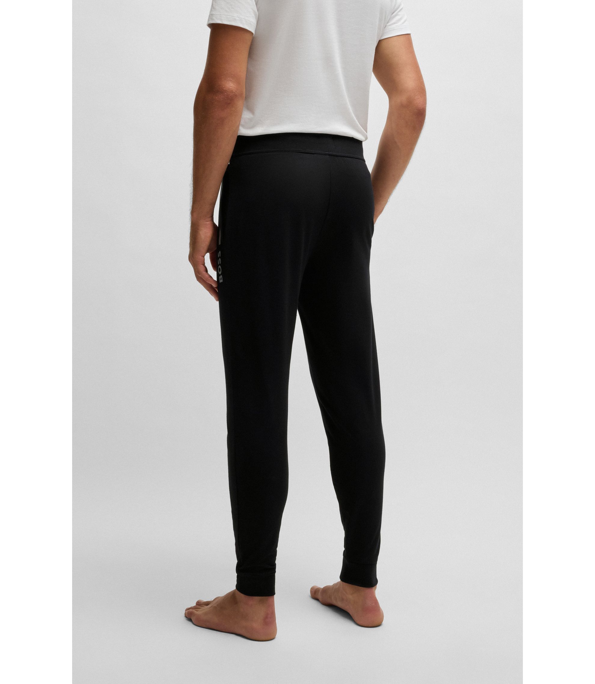 BOSS - Drawcord tracksuit bottoms in cotton terry with logo print