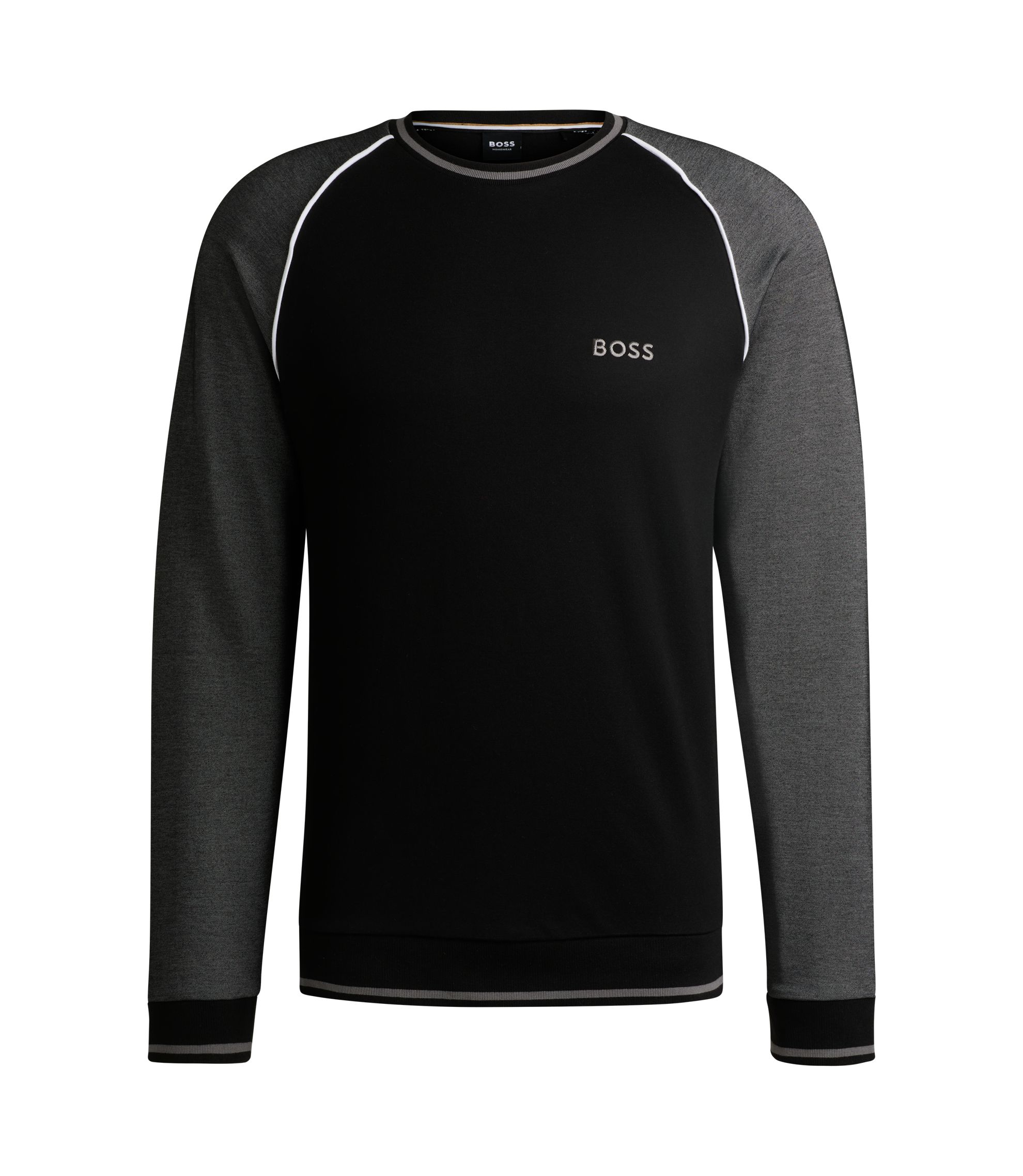 BOSS - Sweatshirt with contrast piping - Black