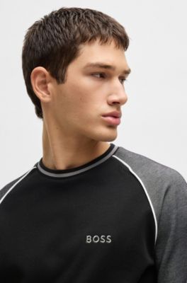 Sudadera de algod&oacute;n con ribete en contraste, Negro