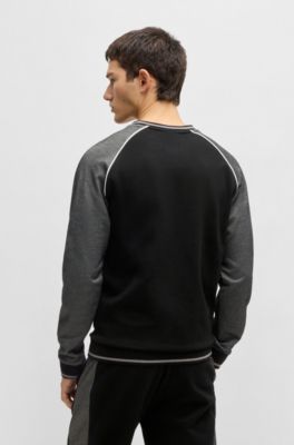 Sudadera de algod&oacute;n con ribete en contraste, Negro