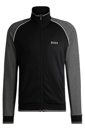 Cotton zip-up jacket with contrast piping
