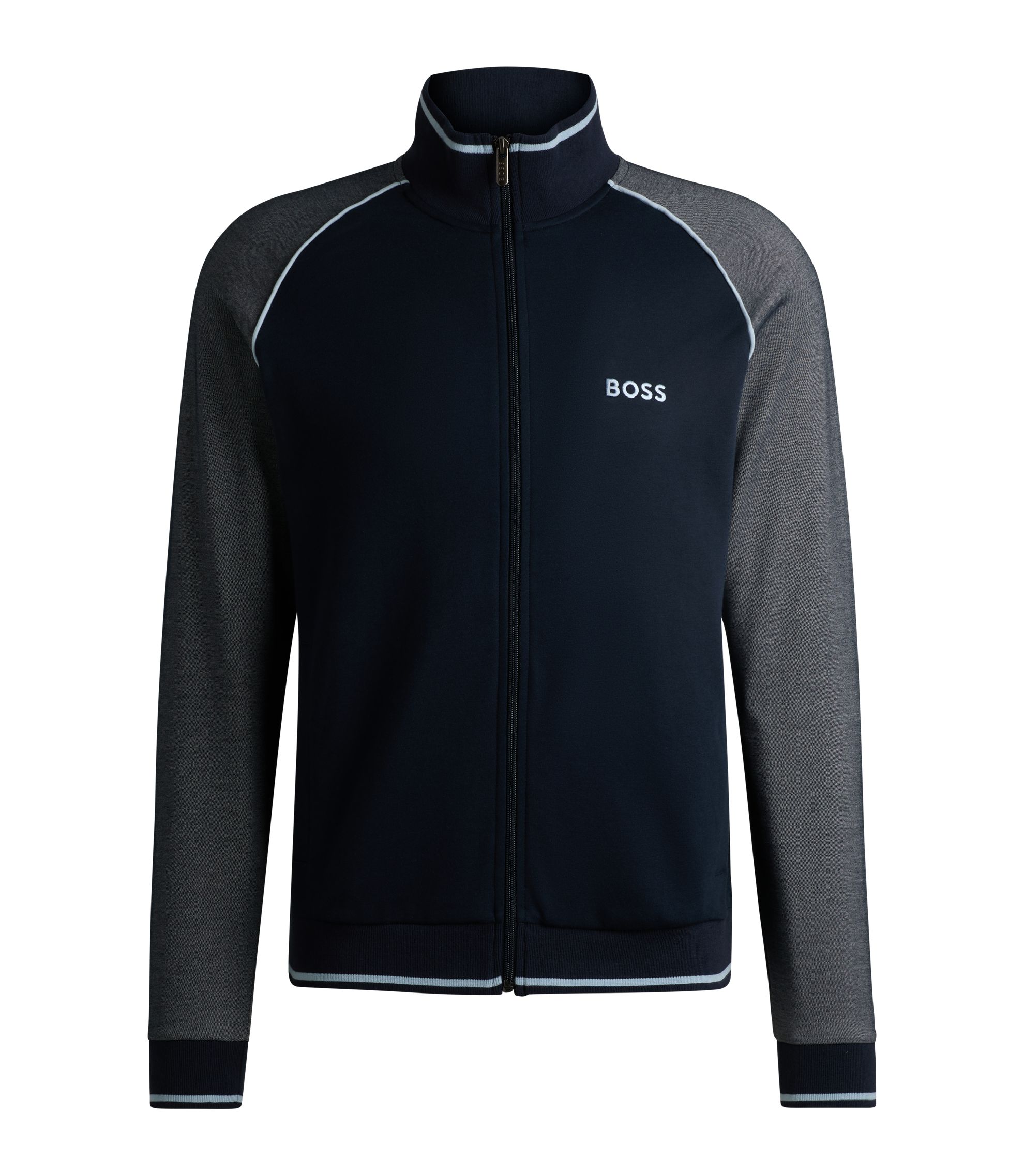 モーティス　EXS BOSS - Cotton zip-up jacket with contrast piping - Dark Blue