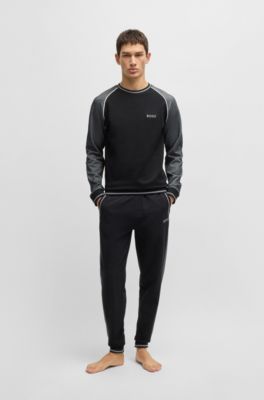 Tracksuit bottoms with contrast piping, Black