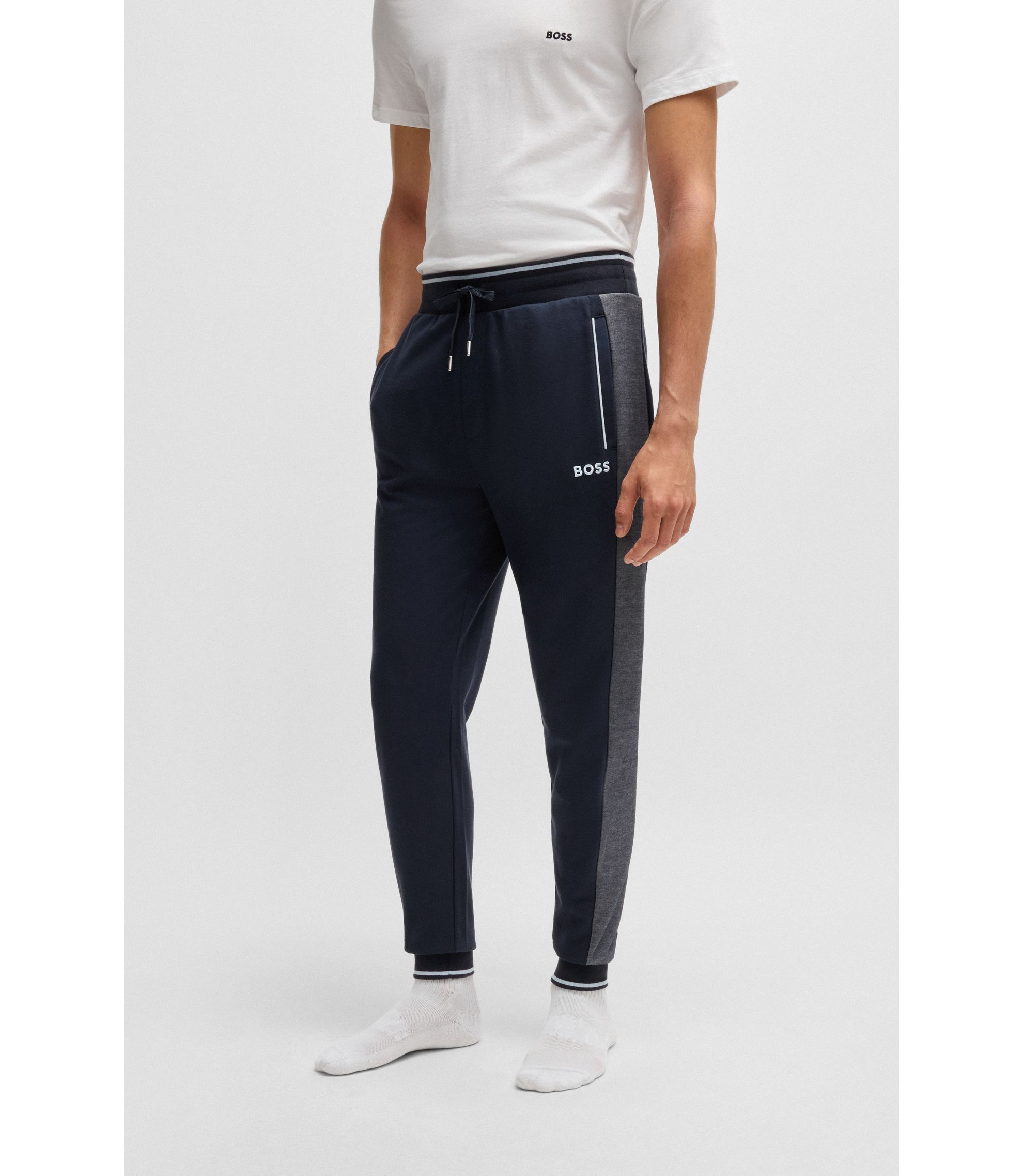 BOSS - Tracksuit bottoms with contrast piping - Dark Blue