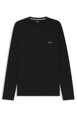 Camiseta de pijama con estructura otomana y logo bordado, Negro