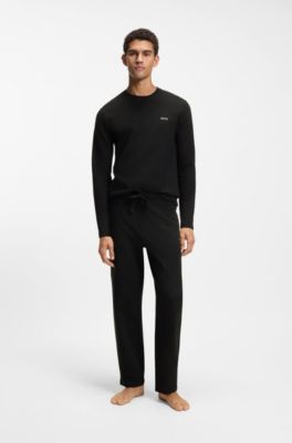 Camiseta de pijama con estructura otomana y logo bordado, Negro