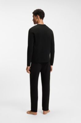 Ottoman pajama T-shirt with embroidered logo, Black