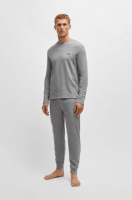 Camiseta de pijama con estructura otomana y logo bordado, Gris