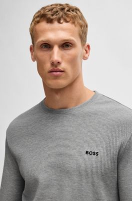 Camiseta de pijama con estructura otomana y logo bordado, Gris