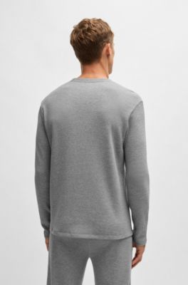 Camiseta de pijama con estructura otomana y logo bordado, Gris