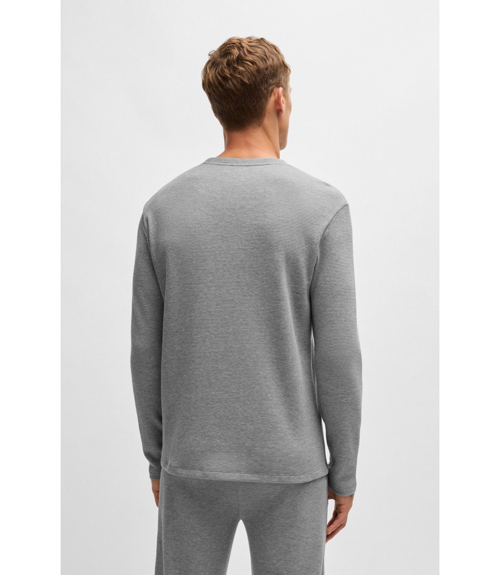 BOSS Embroidered-logo pyjama T-shirt in a cotton blend Grey - Main Image