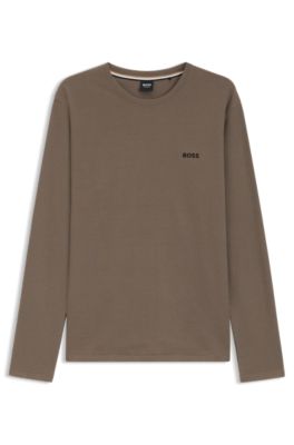 Ottoman pajama T-shirt with embroidered logo, Brown