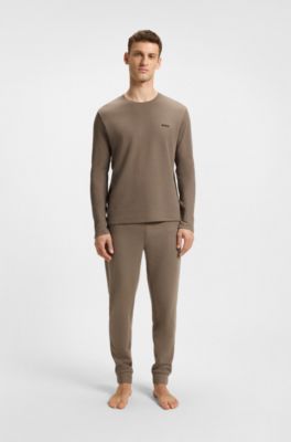 Ottoman pajama T-shirt with embroidered logo, Brown