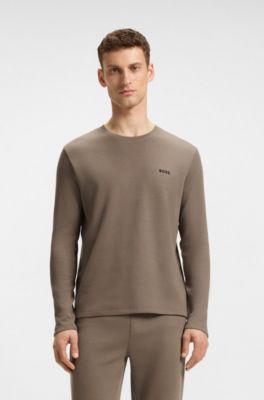 Ottoman pajama T-shirt with embroidered logo, Brown