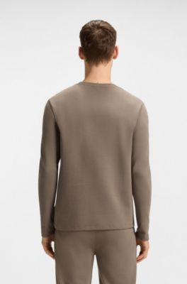 Ottoman pajama T-shirt with embroidered logo, Brown