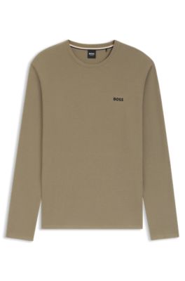 Ottoman pajama T-shirt with embroidered logo, Light Brown