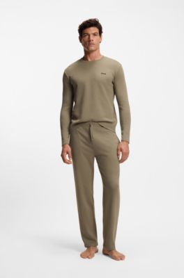 Ottoman pajama T-shirt with embroidered logo, Light Brown