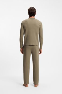 Camiseta de pijama con estructura otomana y logo bordado, Marr&oacute;n claro