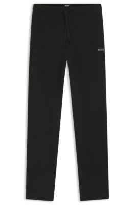 Pantalones de pijama de algod&oacute;n con logo bordado, Negro