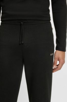 Pantalones de pijama de algod&oacute;n con logo bordado, Negro