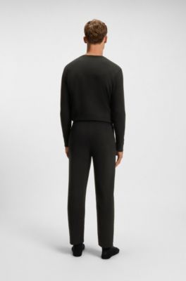 Pantalones de pijama de algod&oacute;n con logo bordado, Negro