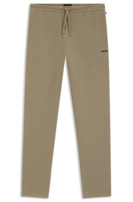 Embroidered-logo pyjama bottoms in a cotton blend, Light Brown