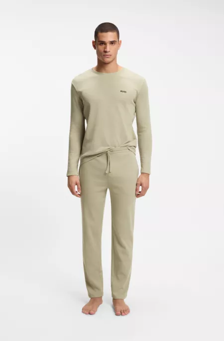 Embroidered-logo pyjama bottoms in a cotton blend
