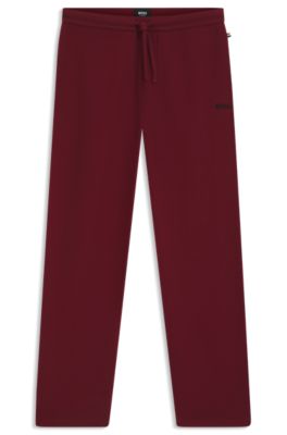 Bas de pyjama en coton m&eacute;lang&eacute; avec logo brod&eacute;, Rouge sombre