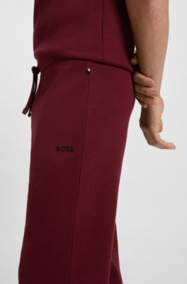 Pantalones de pijama de algod&oacute;n con logo bordado, Rojo oscuro