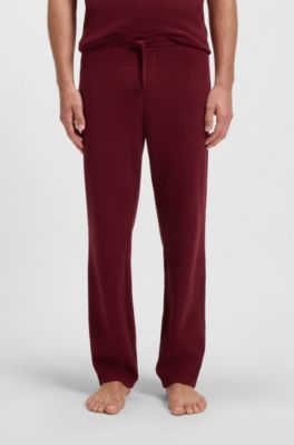 Pantalones de pijama de algod&oacute;n con logo bordado, Rojo oscuro