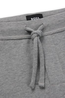 Waffle-structure pyjama bottoms in a cotton blend, Grey