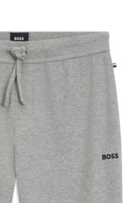 Pantalones de pijama de algod&oacute;n con estructura de rejilla, Gris