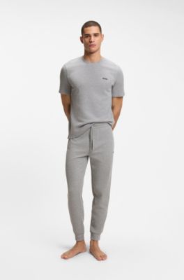 Pantalones de pijama de algod&oacute;n con estructura de rejilla, Gris