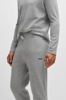 Waffle-structure pyjama bottoms in a cotton blend, Grey