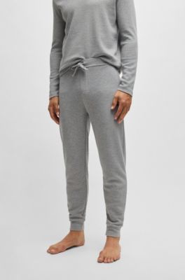 Pantalones de pijama de algod&oacute;n con estructura de rejilla, Gris