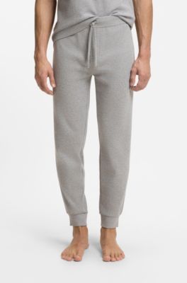 Pantalones de pijama de algod&oacute;n con estructura de rejilla, Gris