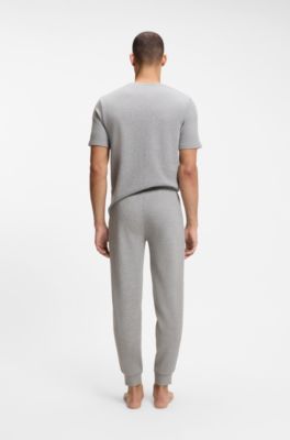 Pantalones de pijama de algod&oacute;n con estructura de rejilla, Gris