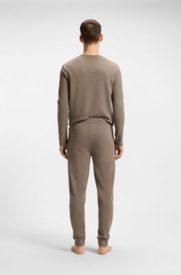 Waffle-structure pyjama bottoms in a cotton blend, Brown