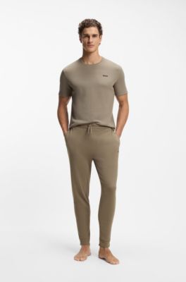 Pantalones de pijama de punto con estructura de rejilla, Marr&oacute;n claro