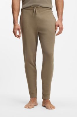 Pantalones de pijama de algod&oacute;n con estructura de rejilla, Marr&oacute;n claro