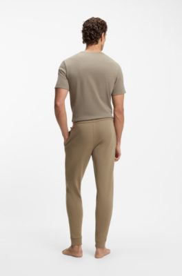 Pantalones de pijama de punto con estructura de rejilla, Marr&oacute;n claro