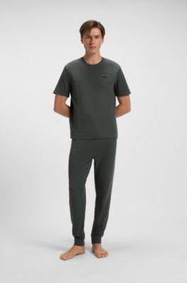 Pantalones de pijama de algod&oacute;n con estructura de rejilla, Cal