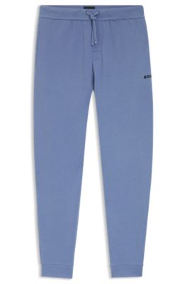 Pantalones de pijama de algod&oacute;n con estructura de rejilla, Celeste