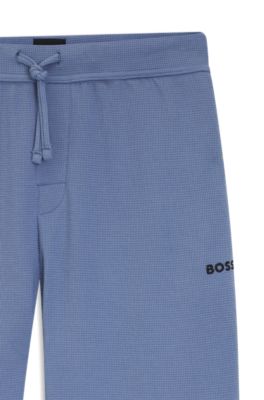 Waffle-structure pyjama bottoms in a cotton blend, Light Blue